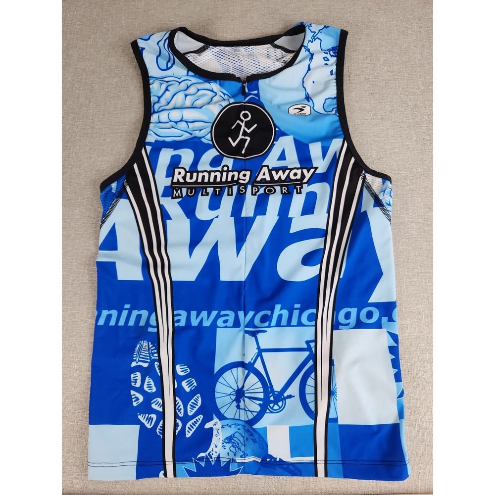 SUGOI Running Away Multisport Chicago Graphic Triathlon Top - Zip Singlet Medium